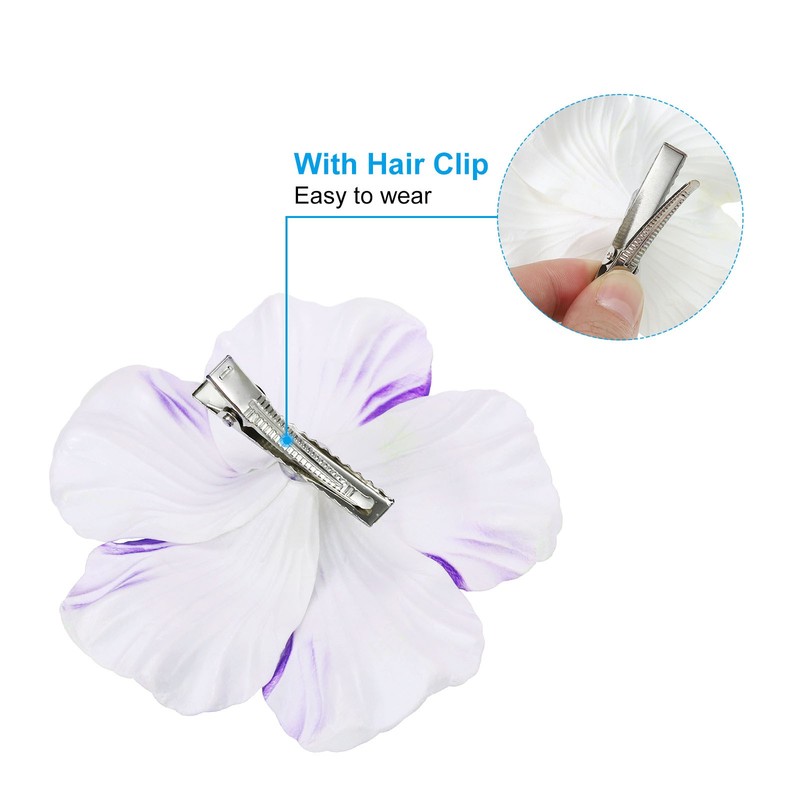 10Pcs Hawaiian Hibiscus Flowers Foam Artificial Flowers Hair Clip Violet gallery