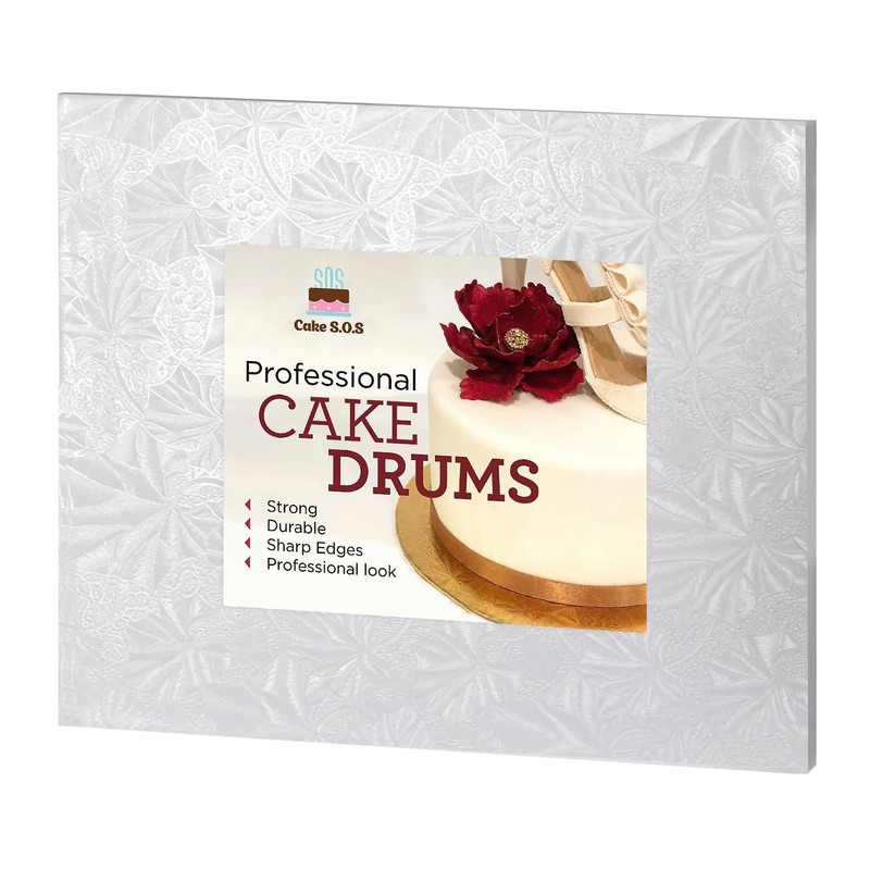 14″x10″ White Rectangle Sturdy Cake Board Drums for Displaying Cakes, 1/2 inc…