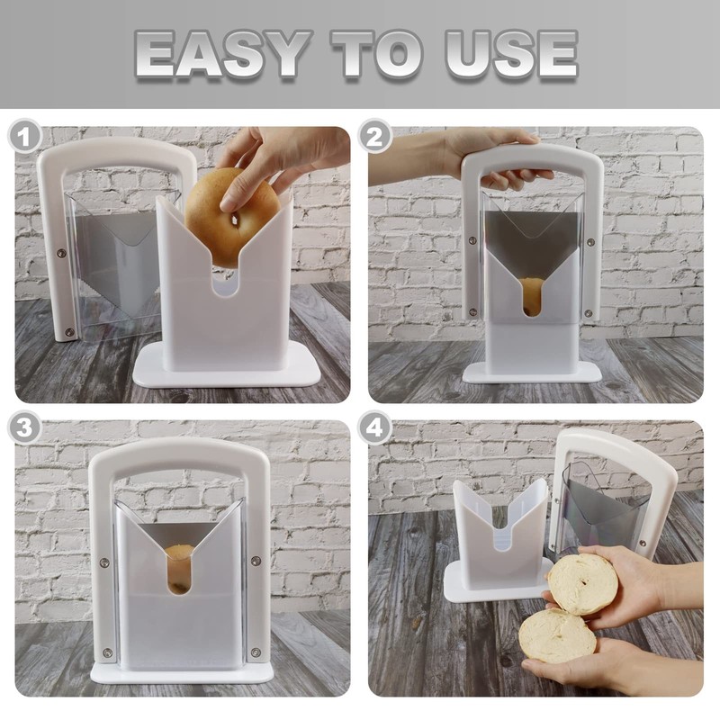 Stainless Steel Bagel Slicer Cutter for Home Kitchen Gadget Bread Slicing gallery
