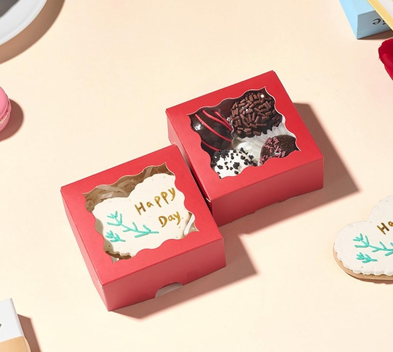 3¼" x 3¼" x 1½" 50PCS Chocolate Truffle Red Boxes 4，Cookies Boxes Soap Boxes gallery