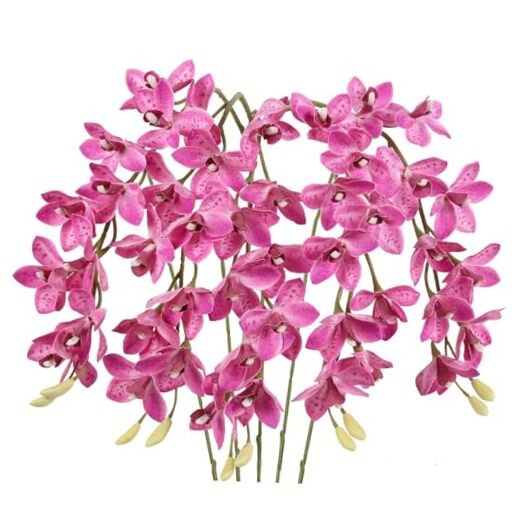 5 Pcs Pink Artificial Orchid Flowers 30.3” Latex Fake Orchid with Hot Pink