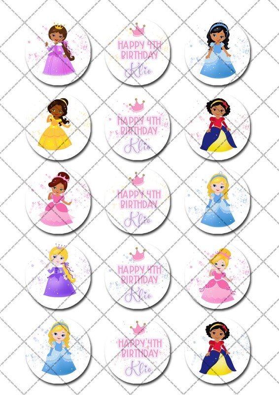 Princess Disney Princesses Pre-cut Edible Cupcake or Cookie Toppers gallery