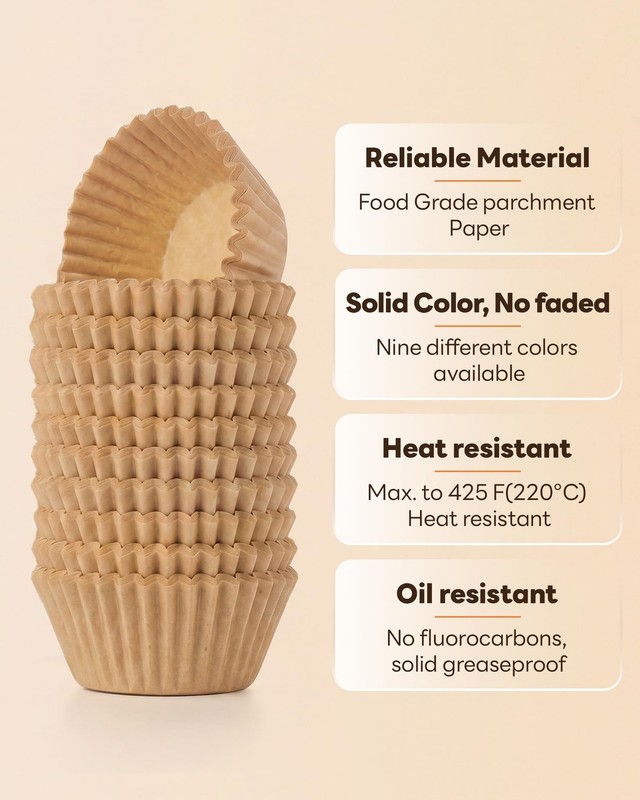 NonStick 400pcs Mini Cupcake Liners for Baking, Natural parchment muffin line... gallery