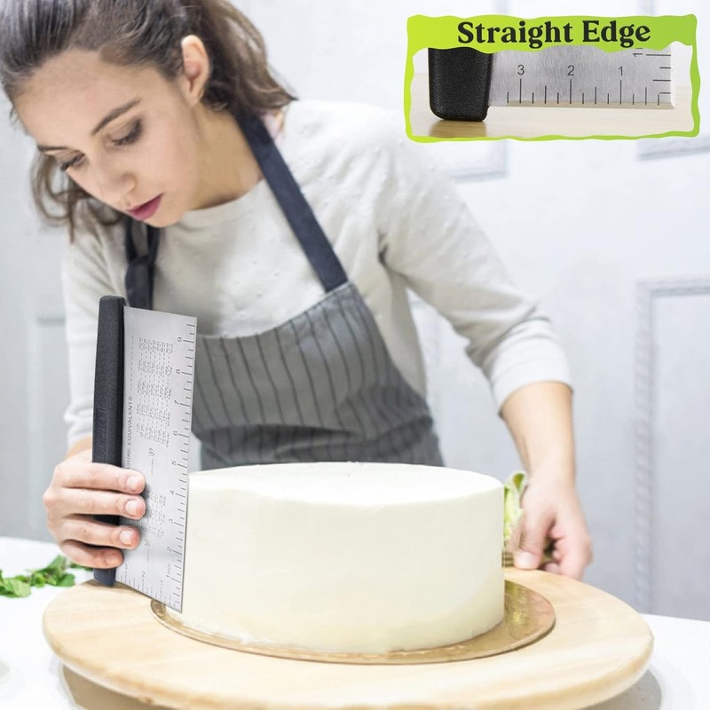 HULISEN Large Bench Scraper for Baking, 10 inch Dough 10 x 5 inch, Silver gallery