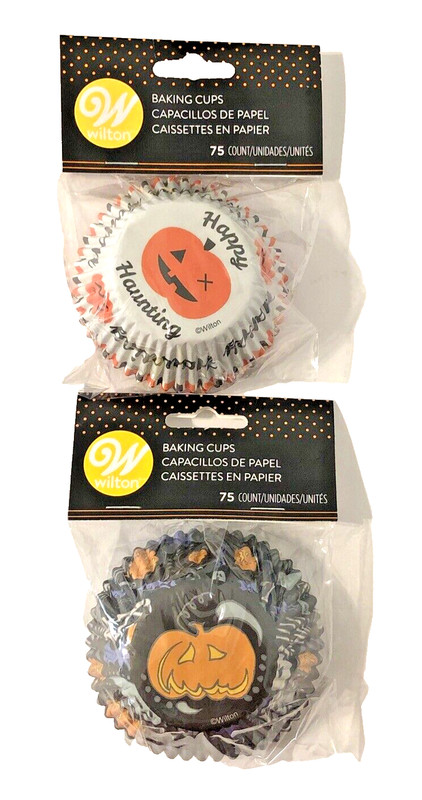 Wilton Halloween Jack-o-Lantern Cupcake Paper Baking Cups 75 Count Lot of 2