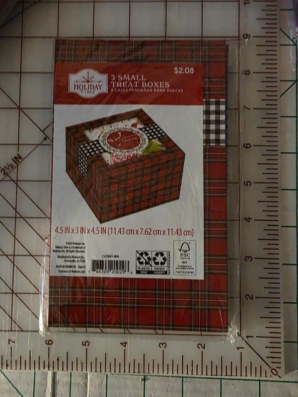 NEW! HOLIDAY TIME (3) CHRISTMAS RED TREAT BOXES – 4.5 x 3 x 4.5. 3 pk.