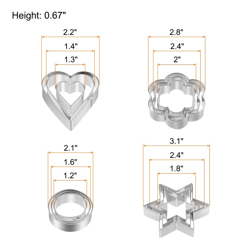 12pcs Cookie Cutters, Heart Round Star Flower Shaped Biscuit Cookie Cutter gallery