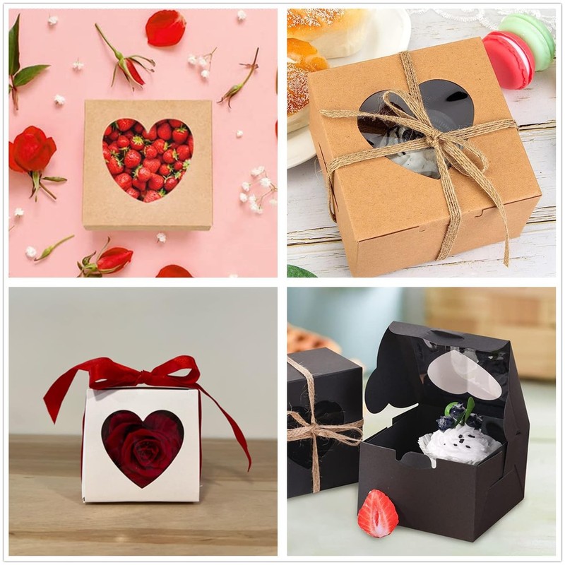 50 Pack 4 inch Cake Boxes with Window - Small Bakery Boxes 4x4x2.5 inches - P... gallery