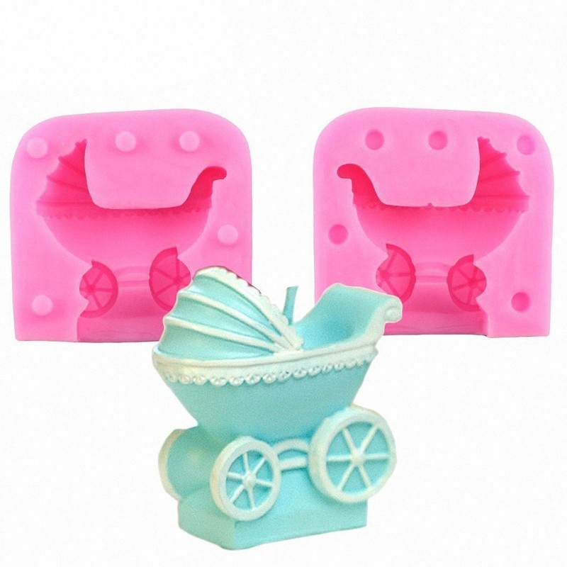 Cake Decorating Fondant Molds Baby Pram Carriage Baby-Car Silicone Mold