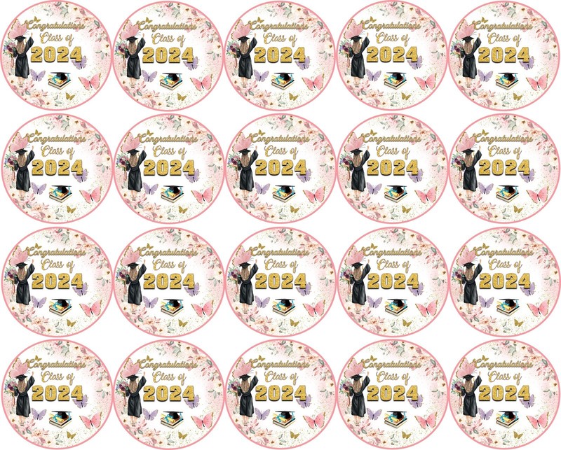 Sugar paper ( Graduation ) 20 images 1.81″ round.