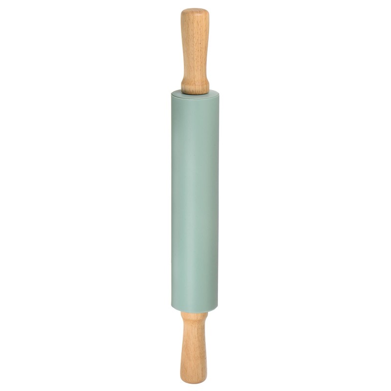 Silicone Pastry Roller 17″ Wood Nonstick Handle Dark Green