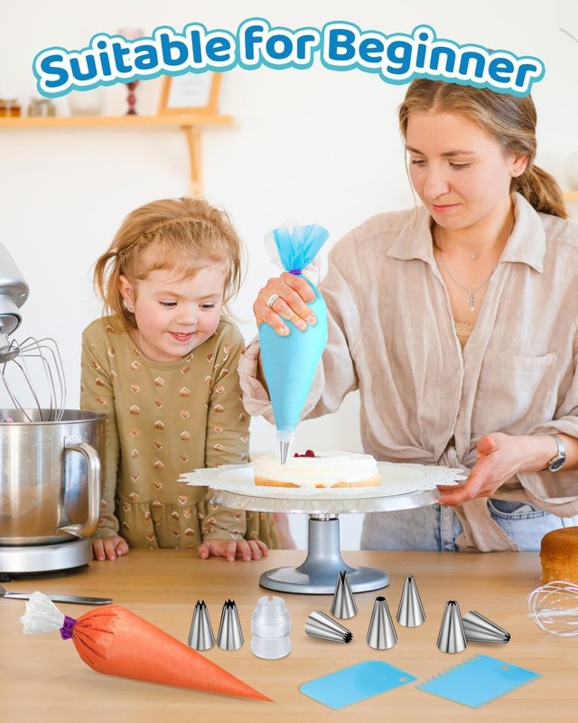 Durable 130 Pcs Baking Kit: Anti-Slip Piping Bags & Essential Decorating Tools gallery