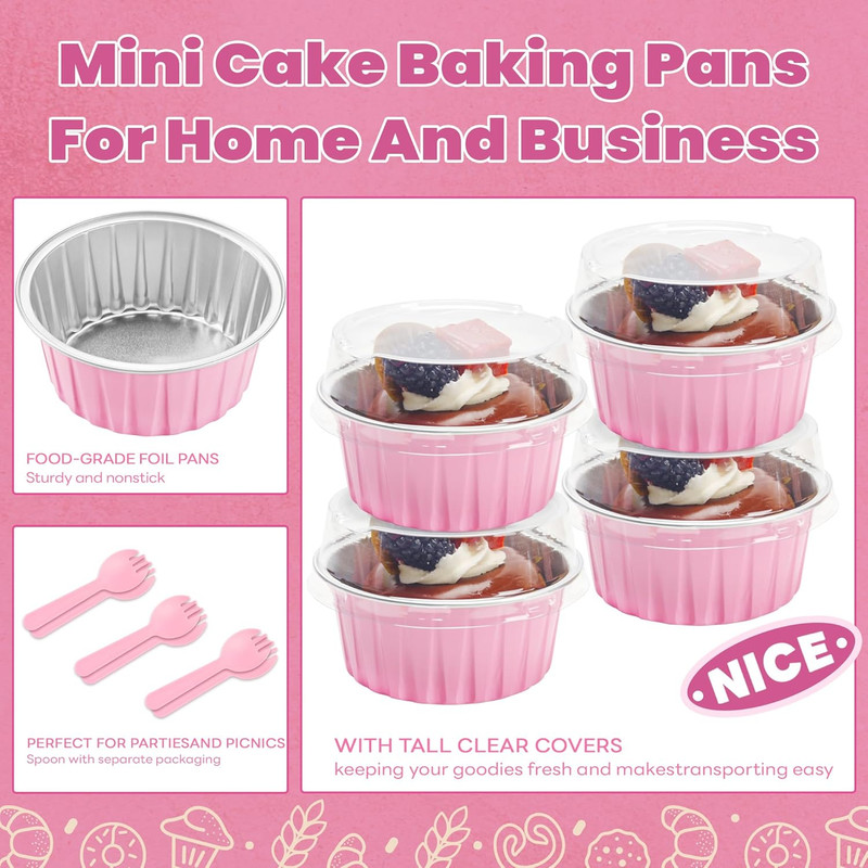 5 OZ Mini Loaf Pans with Lids Small Cake Containers Baking Cups for Pudding Souf gallery