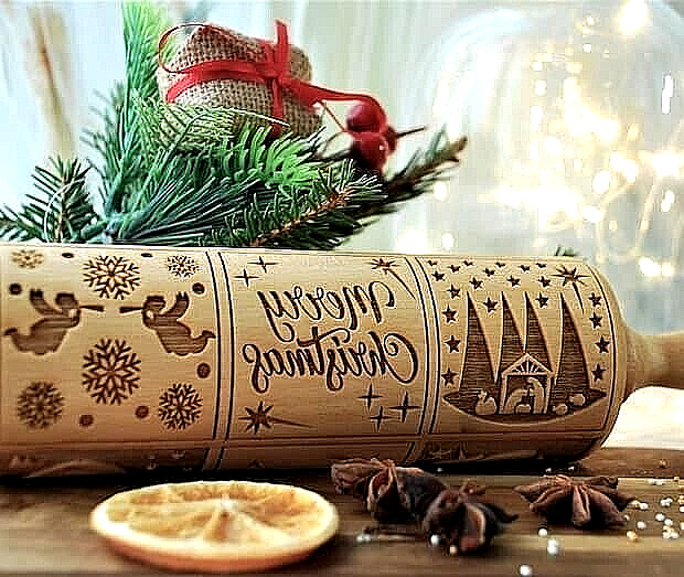 Nativity Embossed Rolling pin Christmas cookie Stamp Xmas Cookie mold Springerle gallery