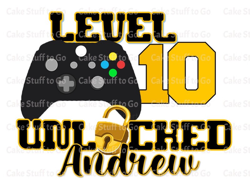 Level Unlocked Game Controller Edible Cake Topper Decoration