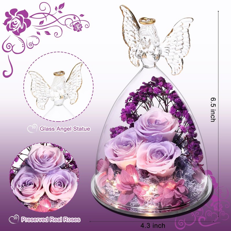 Tiaronics Mothers Day Rose Gifts For Women Preserved Real Flower In Glass Angel gallery