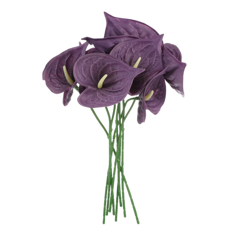 8Pcs Artificial Flowers Anthurium 11inch, For Light Purple