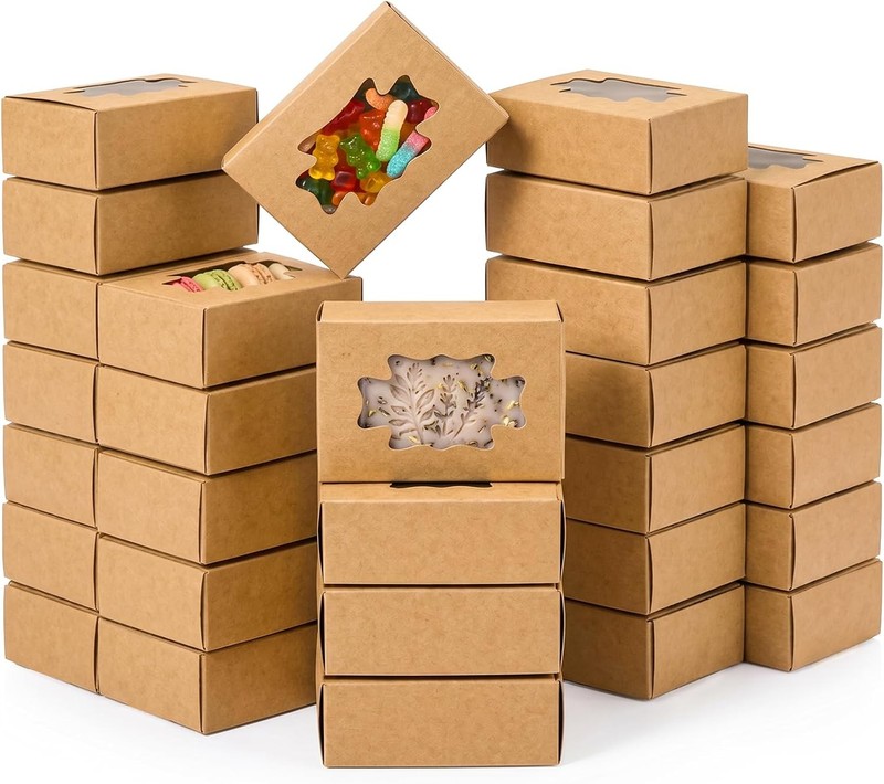 100 Pack Kraft Paper Window Soap Boxes Rectangle Packaging for Soap Cookie