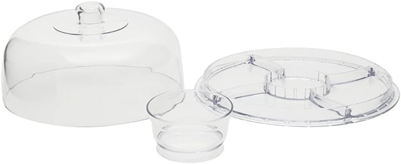 Elegant 12" 6-in-1 Acrylic Cake Stand with Dome Lid - Versatile Serving Solution gallery