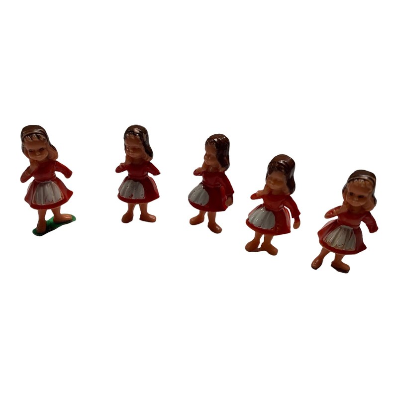 Vintage Cupcake Cake Toppers Girl In Red Dress Mini Lot Of 5 Some Missing Hand gallery