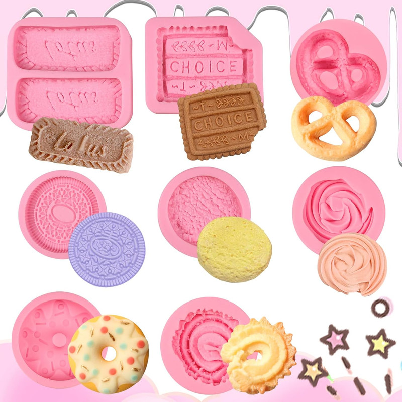 Silicone Cookie Molds Set – 8 Pcs for Cake Toppers and DIY Crafts