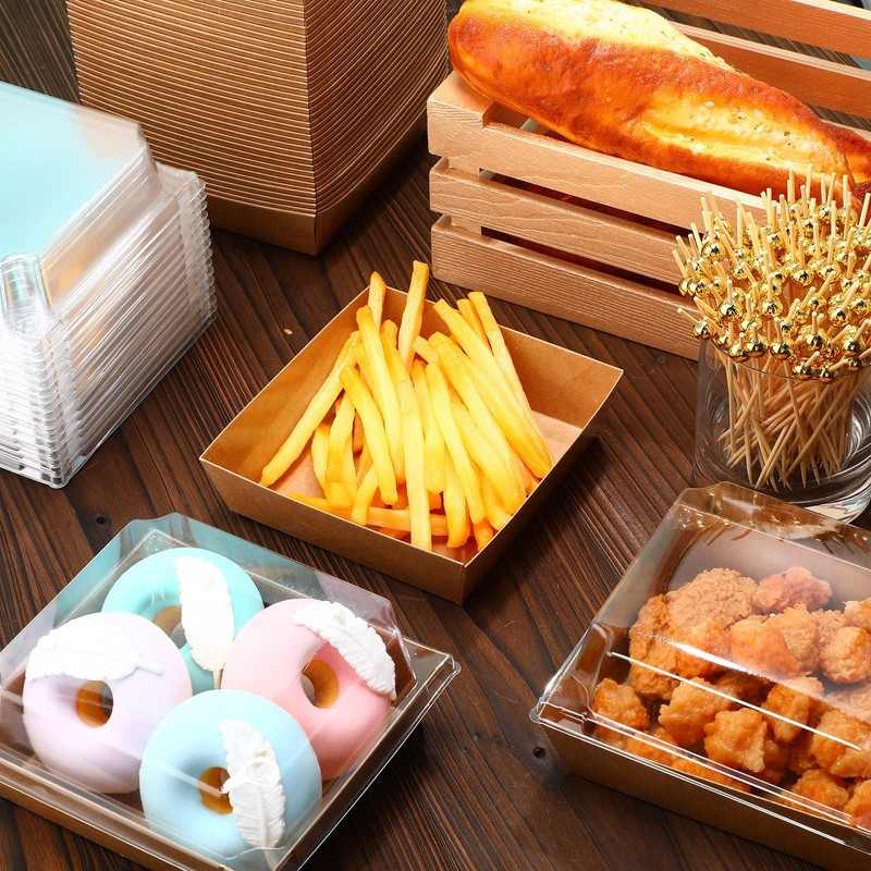 200 Pcs Charcuterie Boxes with Clear Lids, 100 Brown Disposable Food Containe... gallery