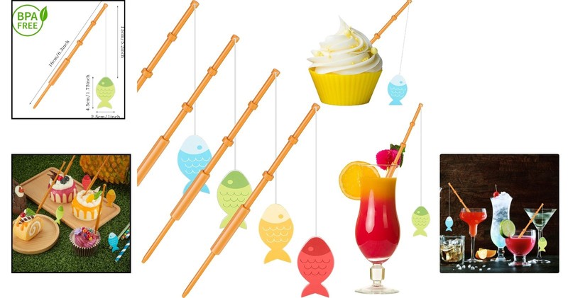 Adorable 20-Piece Fishing Pole Decoration Picks for Themed Birthday Parties gallery