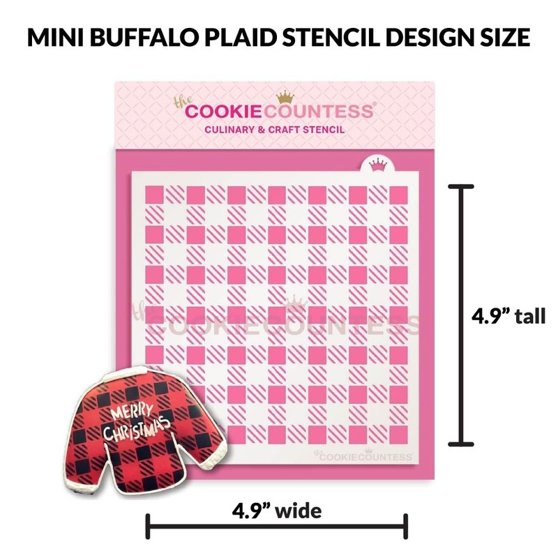 The Cookie Countess Mini Buffalo Plaid Stencil Baking Decorating Template gallery