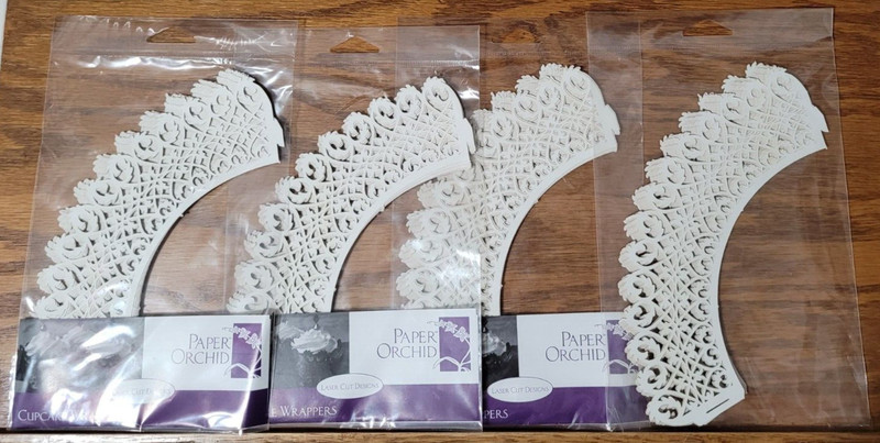 White Filigree Cupcake Wrappers laser Cut Designs White Paper Orchid 48 Count