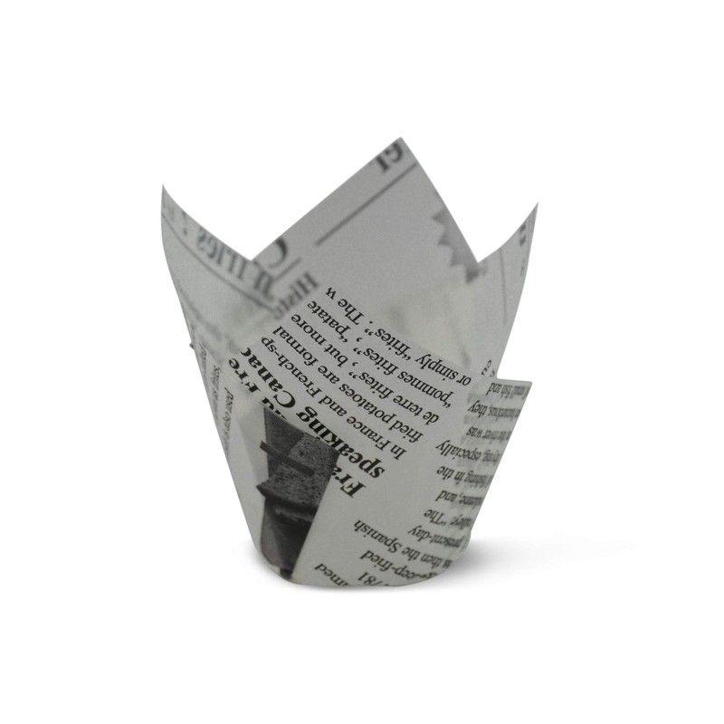100 PCS White Newspaper Medium Tulip Baking Cups Cupcake Liners Greaseproof