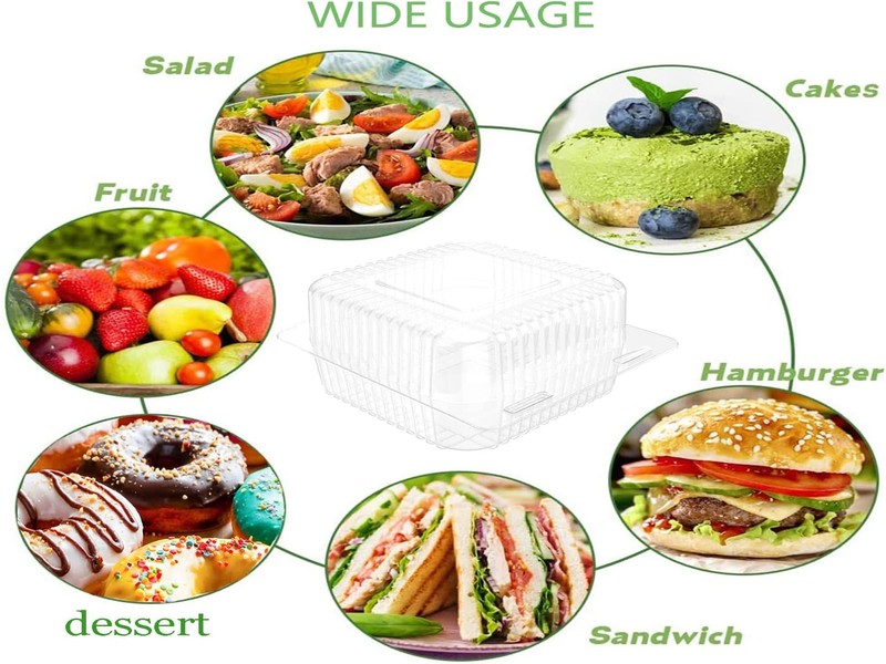 Clear Plastic Hinged Containers 50 Count for Desserts Snacks Cakes Salads gallery