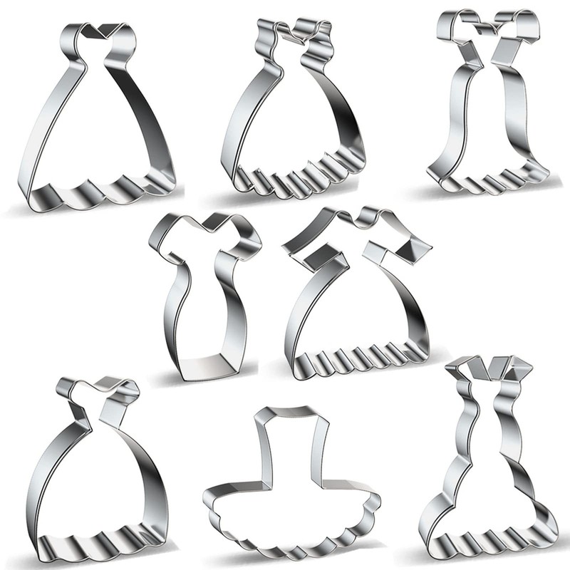 Dress Shaped Cookie Cutters Set of 8 pcs, Stainless Steel Wedding Princess Dr... gallery