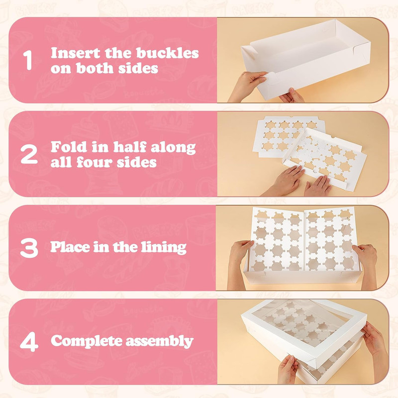 TOMNK 6 Pack Cupcake Boxes with Window for 24 Standard or Mini Cupcakes, White C gallery