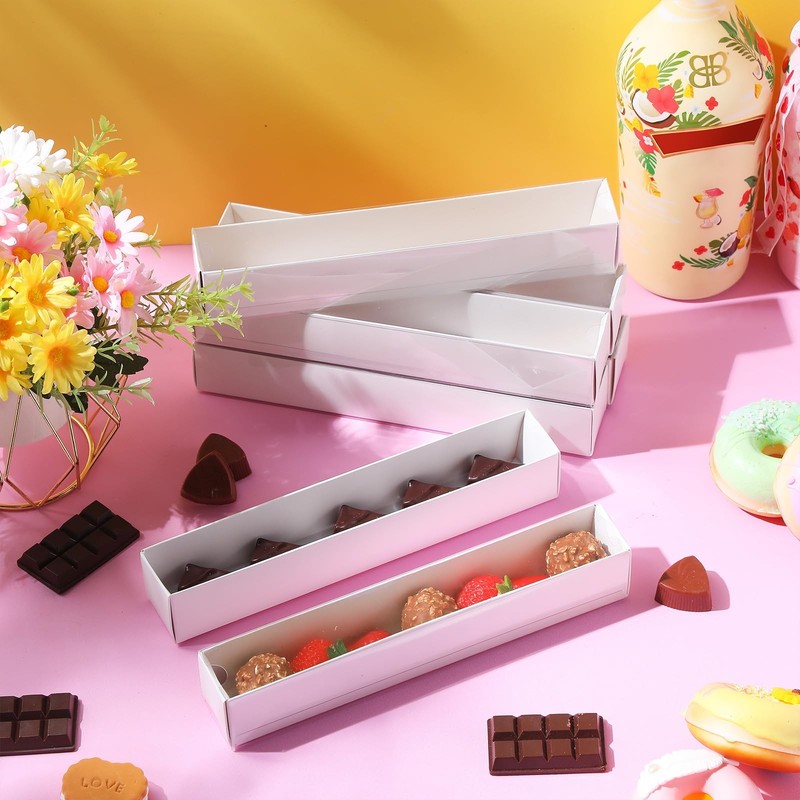 70 PCS 9x1.6x1.6 Inch Clear Truffle Boxes Window Chocolate Candy Bakery gallery