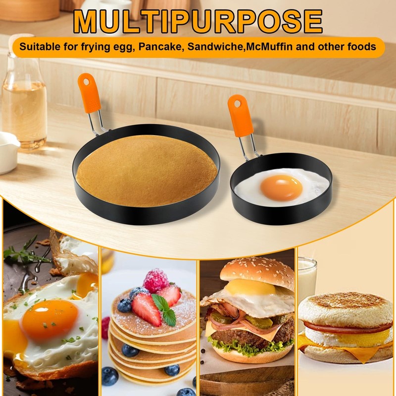 Egg Ring Pancake Ring Set 6 Pcs Stainless Steel Fried Egg Circles Pancake Sha... gallery