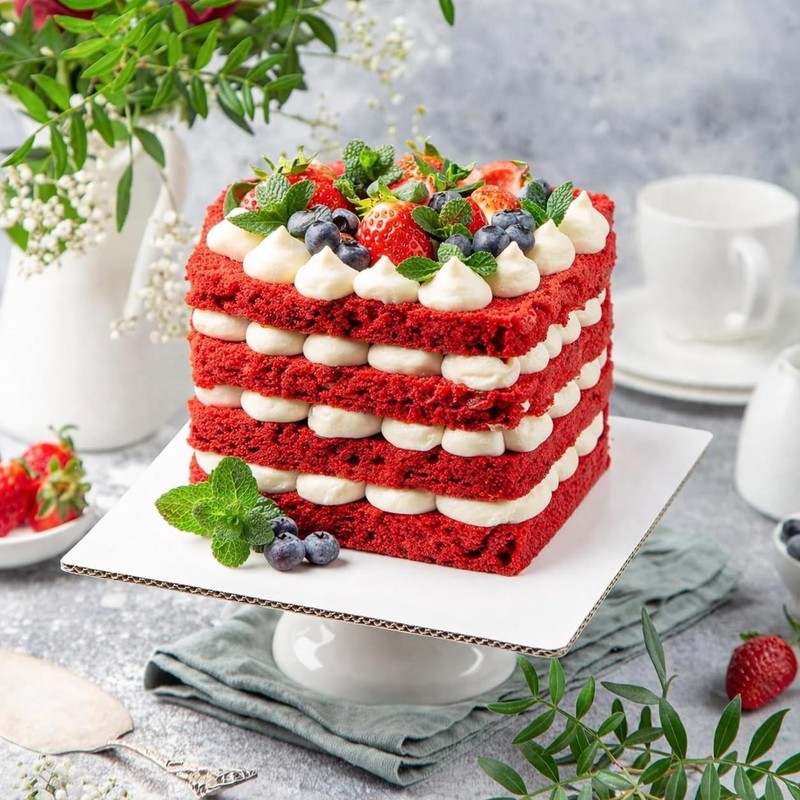 White Square Cake Boards 12 Inch Base Food Grade Cardboard Plate Sturdy 25 PCS gallery