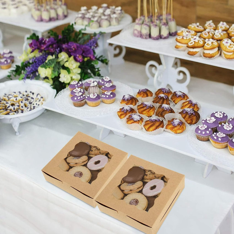 60 pcs Bakery Boxes with Window, 6 x 6 x 3 inches, Kraft Cookie Boxes Pastry Box gallery