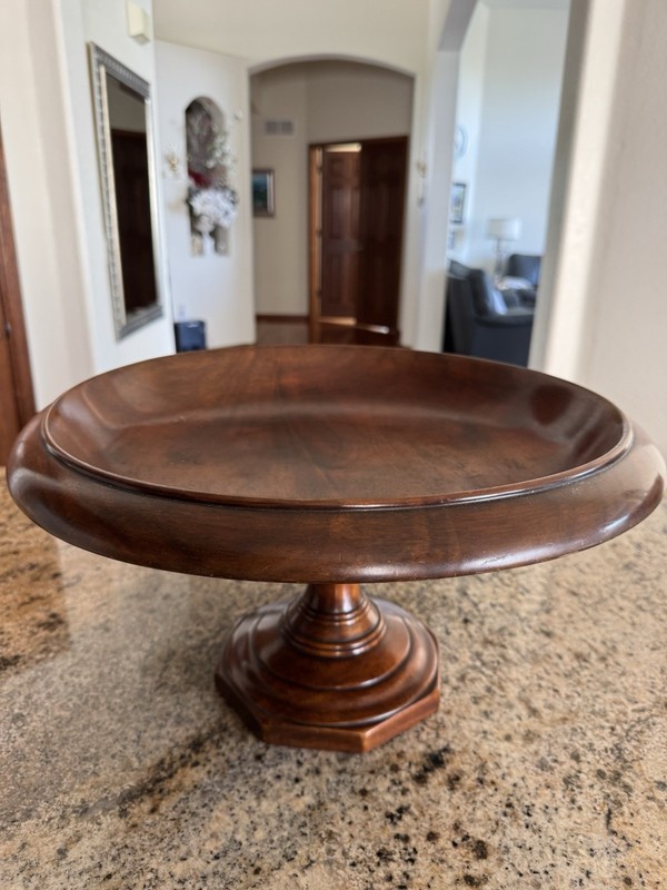 Round Wood Cake Stand or Center Piece Pedestal, Glossy Finish, 17.5”x9.5”