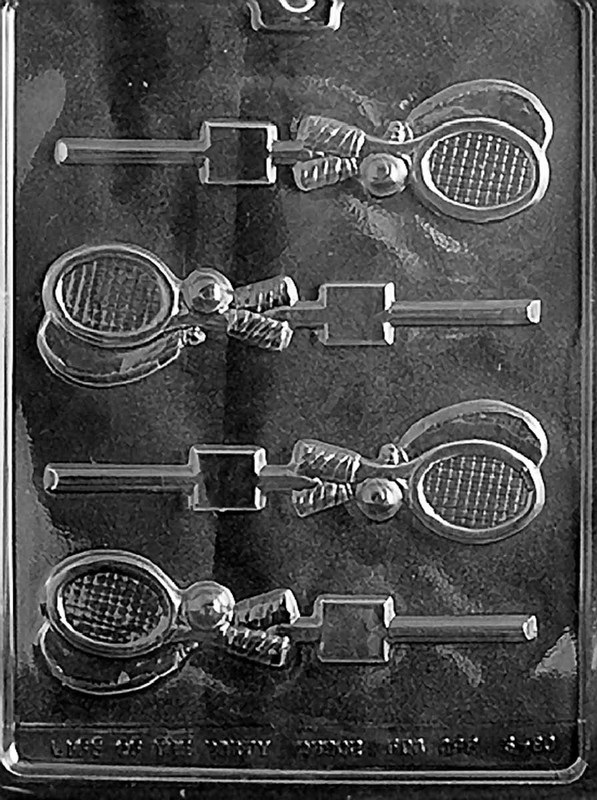 S080 Tennis Raquet Lollipop Chocolate Candy Soap Mold w/Instructions