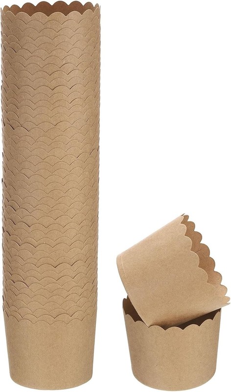 50Pcs Paper Baking Cups 6oz Brown Kraft Paper Muffins Liners