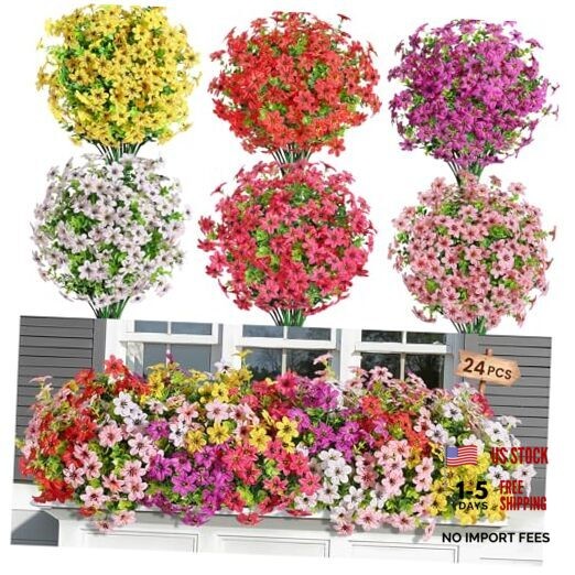 Bundles Artificial Flowers for Outdoors Spring 24 Redrosypurpleyellowpinkwhite