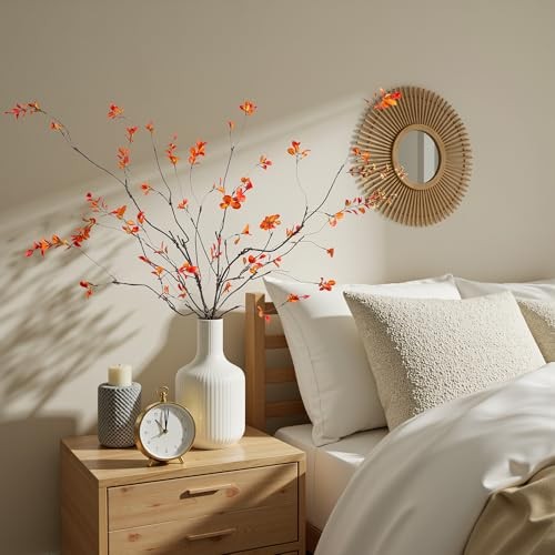 Artificial Ficus Branches 47.2" Artificial Eucalyptus Stems 47.2"orange 4pcs gallery