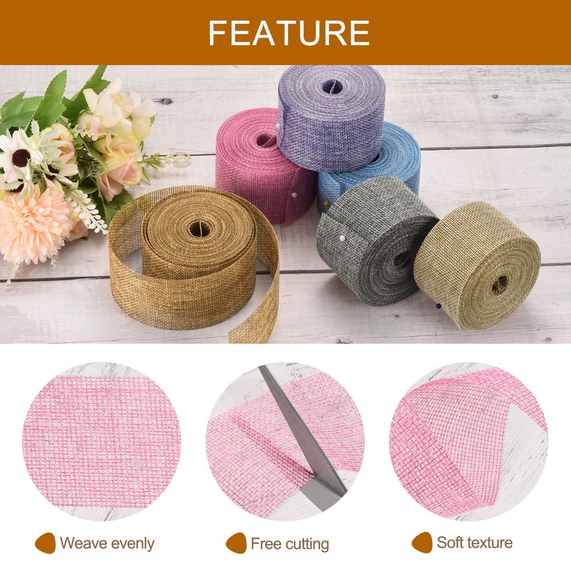 Burlap Ribbon,2 Inch Wide 10 Yards Burlap Wired Ribbon, Chocolate gallery