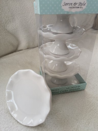 White Ceramic Round CUPCAKE Pedestals (set of 4) 4 " Dia. (2 Sets Available) gallery