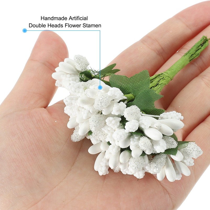 60 Pcs Artificial Flower Stamen Mini Berry Pick Bunch Fruit Floral Stamen White gallery