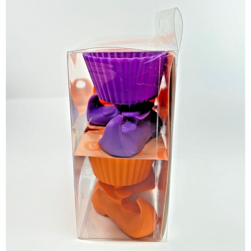Wilton Wacky Witch Silly Feet Silicone Baking Cups Orange Purple Halloween New gallery