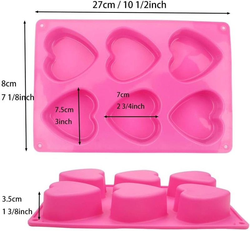 6 Holes Heart Shaped Silicone Mold For Chocolate Cake Jelly Pudding Handmade Soa gallery