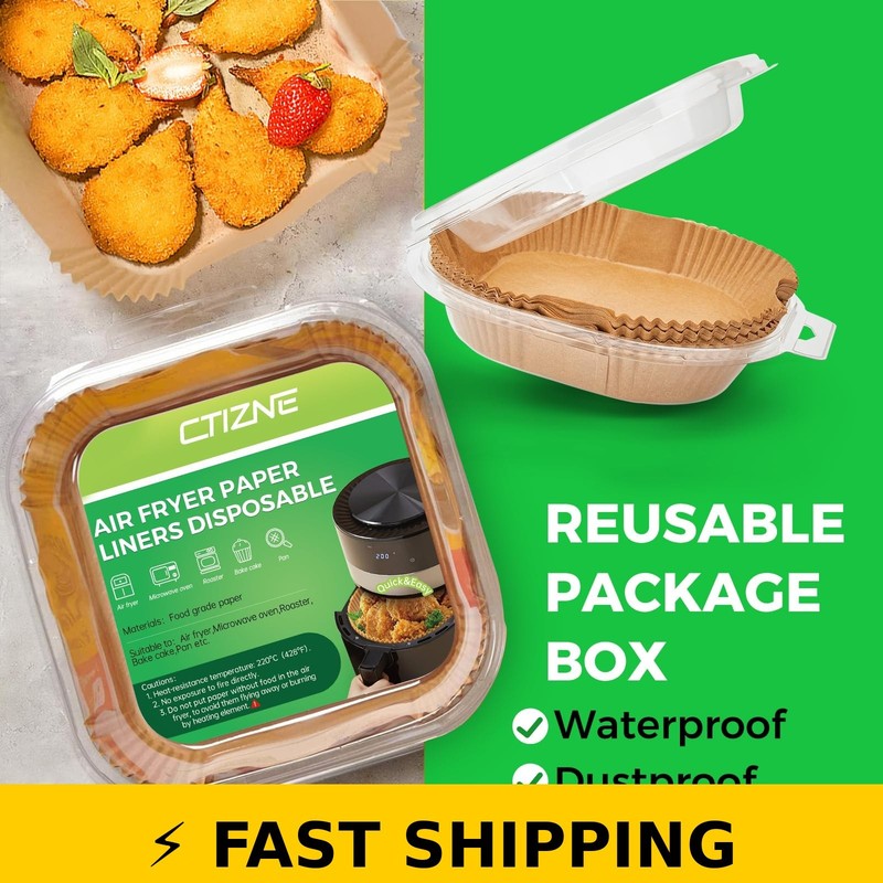 Ctizne Disposable Air Fryer Liners 150Pcs 8" Non-Stick Food Grade gallery