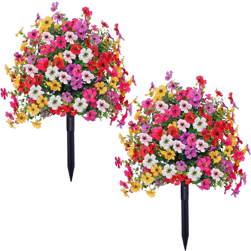 Thkful Topiary Flower Ball Trees Artificial Outdoor Set Of 2 D15.8 Uv Resistant