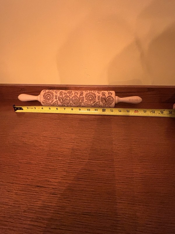 Stodola Wooden Embossing Rolling Pin Rooster Floral Pattern Easy Grip Handle gallery